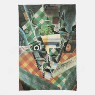 Stilleben med rutig duk av Juan Gris Kökshandduk