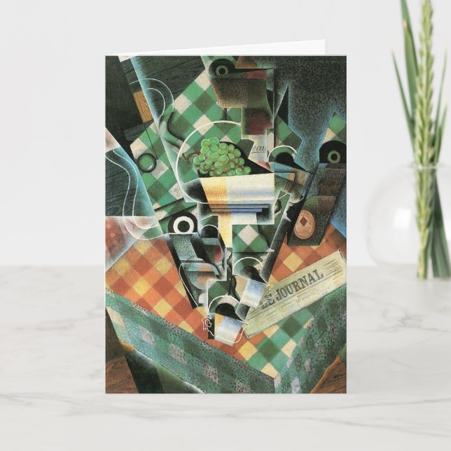 Stilleben med rutig duk av Juan Gris Kort (Framsida)