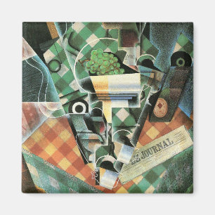 Stilleben med rutig duk av Juan Gris Magnet