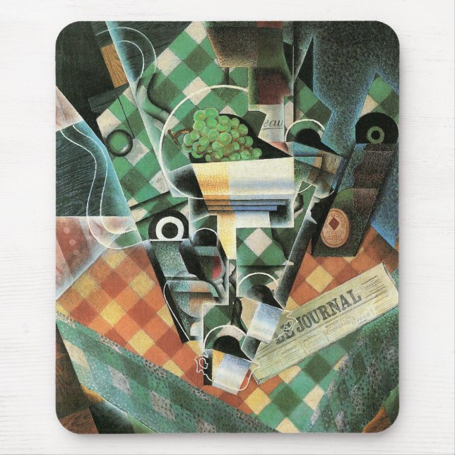 Stilleben med rutig duk av Juan Gris Musmatta (Framsidan)