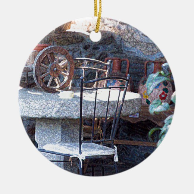 Stilleben med spansk kaktus julgransprydnad keramik (Framsidan)