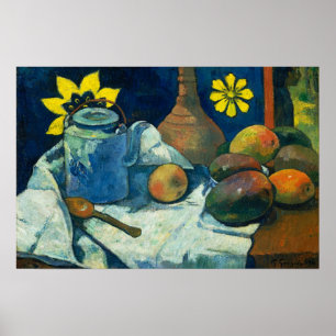 Stilleben med tekanna och frukt, Paul Gauguin Poster