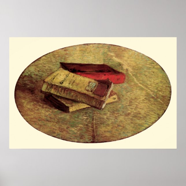 Stilleben med tre böcker av Vincent van Gogh Poster (Framsidan)