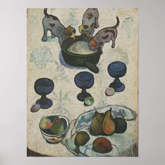Stilleben med tre valpar av Paul Gauguin Poster (Framsidan)