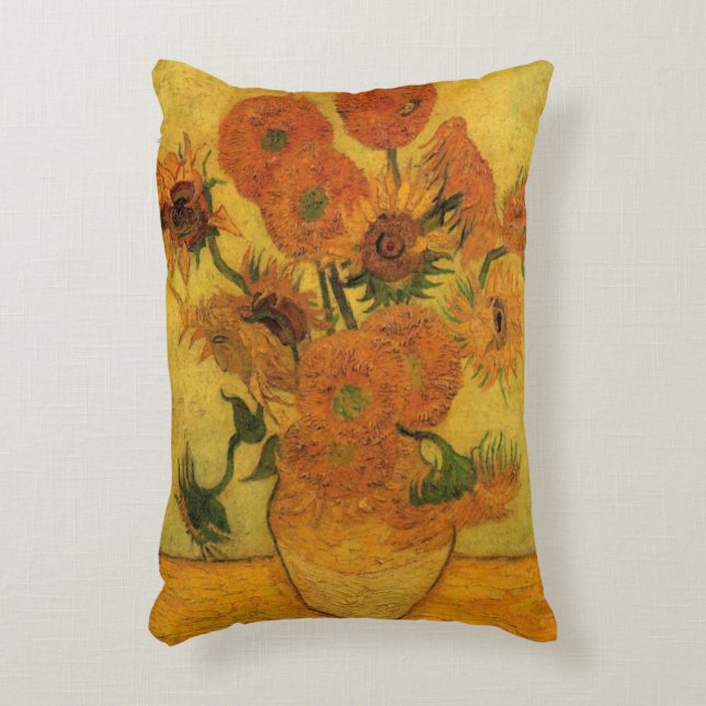 Stilleben med vas med 15 solrosor av Vincent van G Prydnadskudde (Framsidan(Vertikal))