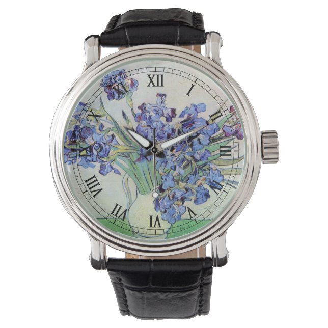 Stilleben med vas med irisar av Vincent van Gogh Armbandsur (Framsida)