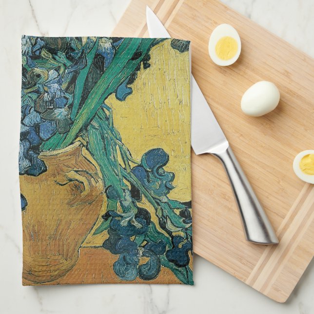 Stilleben med vas med irisar av Vincent van Gogh Kökshandduk (Vikt i Fjärdedel)