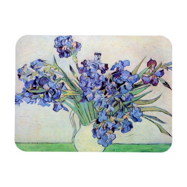 Stilleben med vas med irisar av Vincent van Gogh Magnet (Horisontell)
