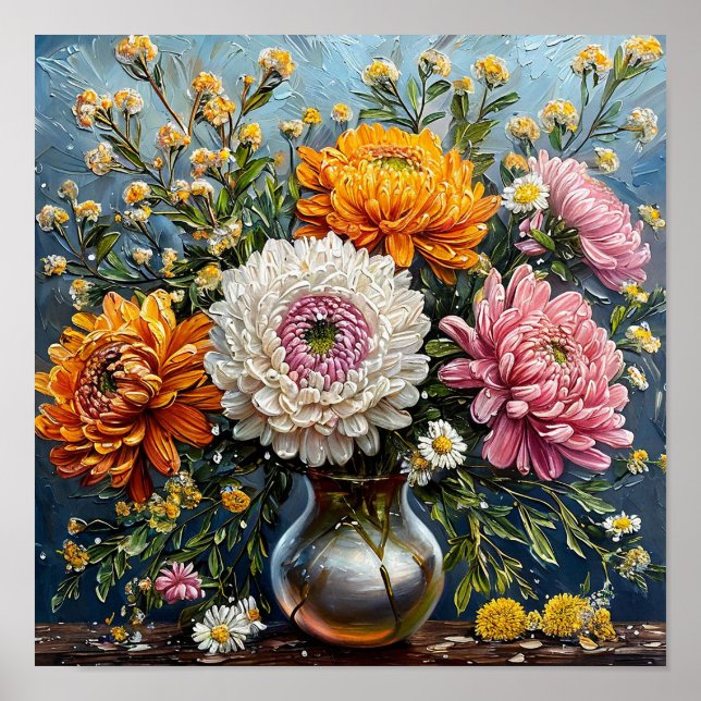 🌸 Stilleben med vilda blommor lantlig äng blomste Poster (Framsidan)