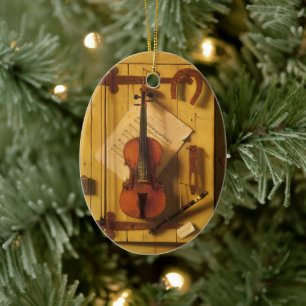 Stilleben med violin och noter av William Harnett Julgransprydnad Keramik