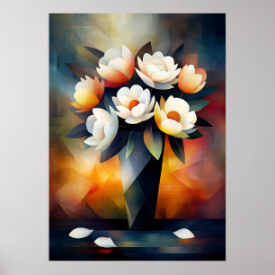 Stilleben Peonies - Kubistiskt Mästerverk Inspirer Poster