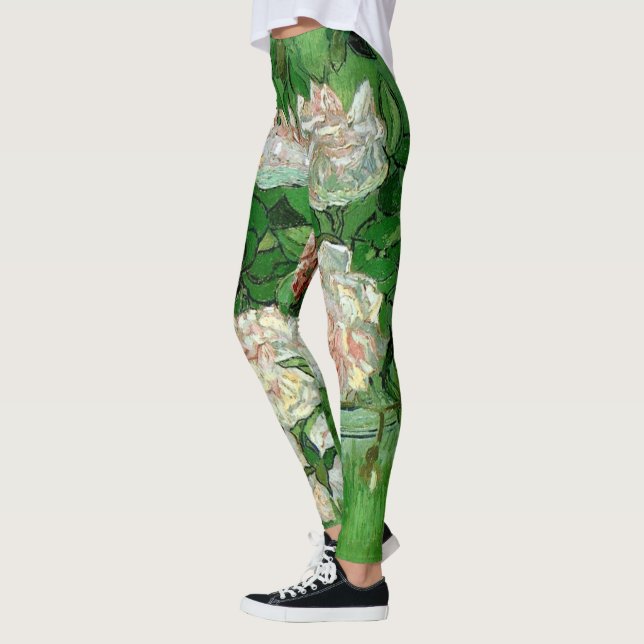 Stilleben: rosa rosor av Vincent van Gogh Leggings (Vänster)
