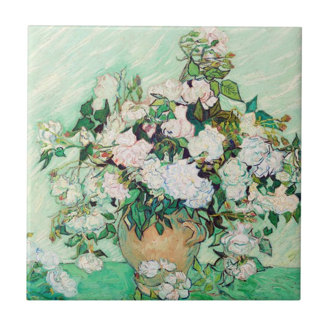 Stilleben Rosor i en vas av Vincent van Gogh Kakelplatta (Framsidan)