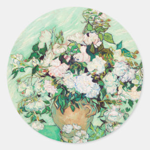 Stilleben Rosor i en vas av Vincent van Gogh Runt Klistermärke