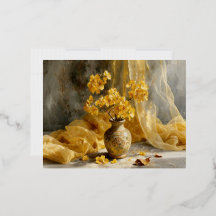 Stilleben Semesterkort med Gyllene Blommor