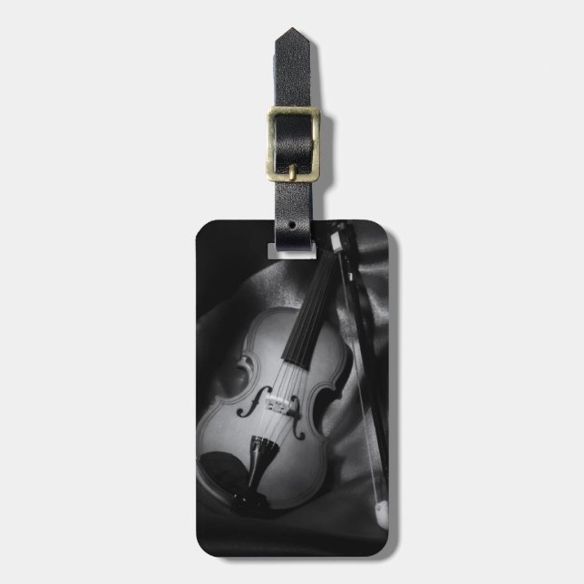 Stilleben svart-vit bild av en violin bagagebricka (Vertikal Framsida)