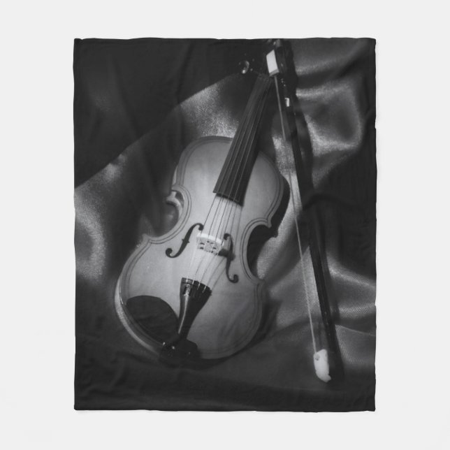 Stilleben svart-vit bild av en violin fleecefilt (Framsidan)