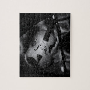 Stilleben svart-vit bild av en violin pussel