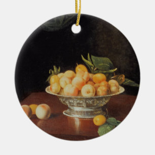 Stilleben T32176 av persikor, c.1700 Julgransprydnad Keramik