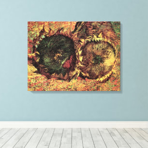 Stilleben Två skurna solrosor av Vincent van Gogh Canvastryck