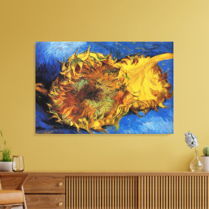 Stilleben Två skurna solrosor av Vincent van Gogh Canvastryck