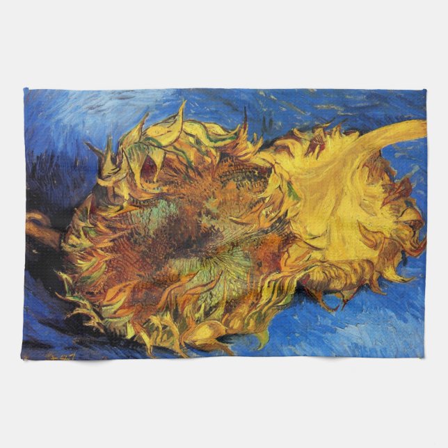 Stilleben Två skurna solrosor av Vincent van Gogh Kökshandduk (Horisontell)