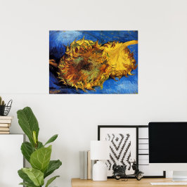 Stilleben Två skurna solrosor av Vincent van Gogh Poster