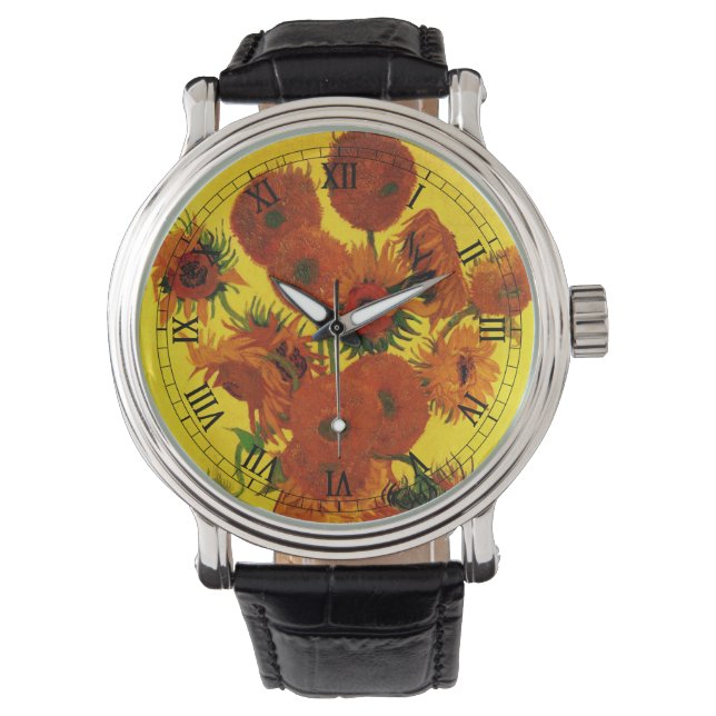 Stilleben Vas med 15 solrosor Vincent van Gogh Armbandsur (Framsida)