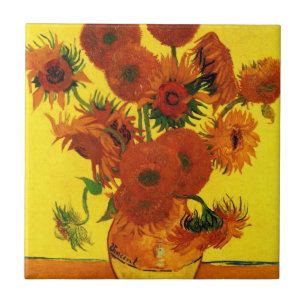 Stilleben Vas med 15 solrosor Vincent van Gogh Kakelplatta