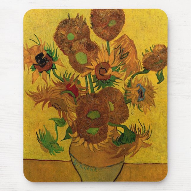 Stilleben Vas med 15 solrosor Vincent van Gogh Musmatta (Framsidan)