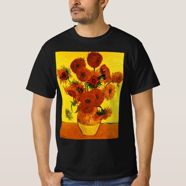 Stilleben Vas med 15 solrosor Vincent van Gogh T Shirt (Framsida)