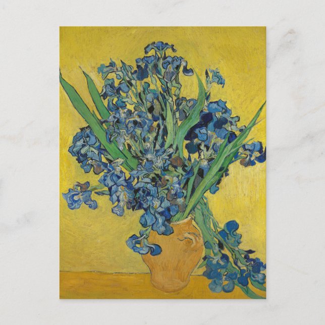 Stilleben: Vas med irisar av Vincent Van Gogh Vykort (Framsida)