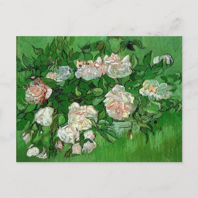 Stilleben - Vas med rosa rosor Vincent van Gogh Vykort (Framsida)