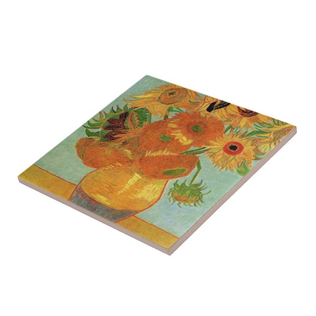 stilleben - vas med tolv solrosor, van Gogh Kakelplatta (Sidan)