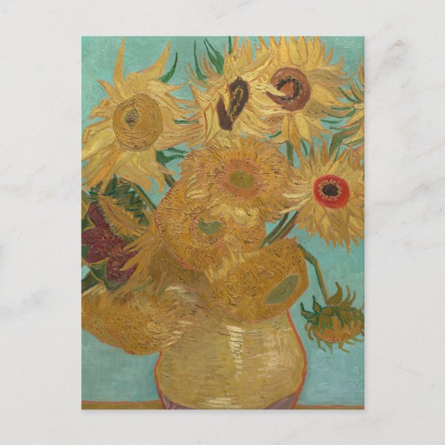Stilleben: Vas med tolv solrosor, Van Gogh Vykort (Framsida)