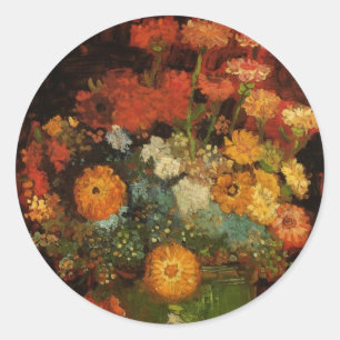 Stilleben Vas med Zinnias av Vincent van Gogh Runt Klistermärke