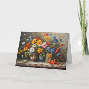 Stilleben Vilda blommor i vaser Illustration Kort