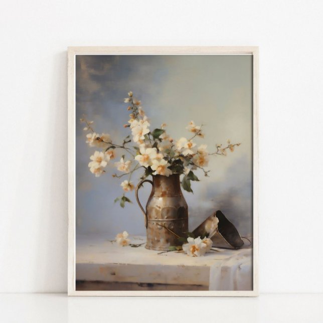 Stillebenmålning med blomvas, Vintage kök  Poster (Skapare uppladdad)