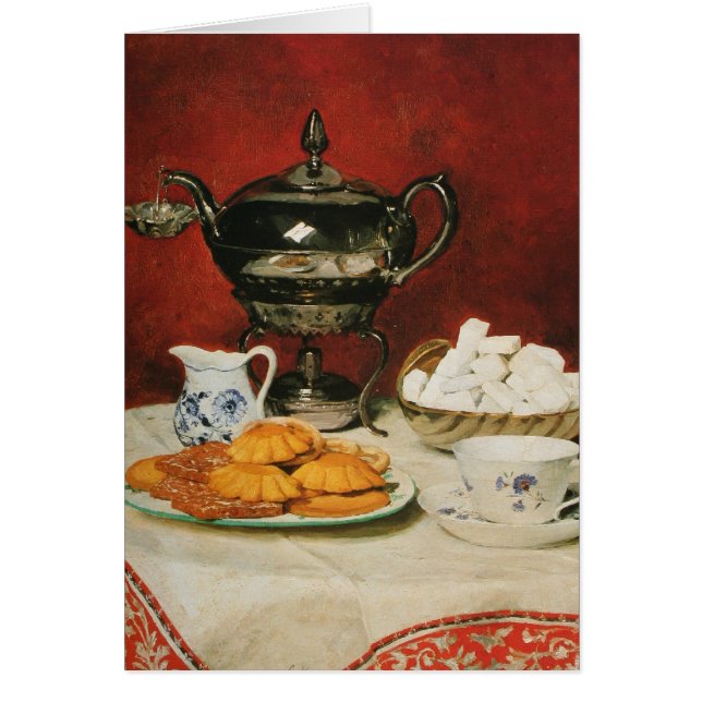 StillebenTea och smälter rullar - Albert Anker Hälsningskort (Framsidan)