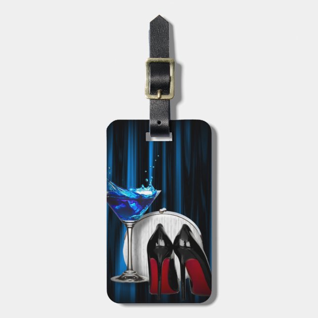 stilletos för flicka för glamourmartini bagagebricka (Vertikal Framsida)