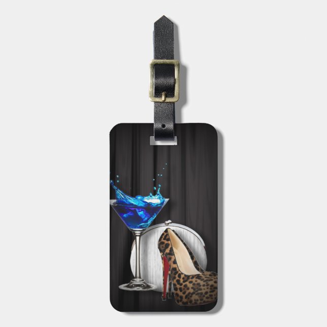 stilletos för flicka för glamourmartini bagagebricka (Vertikal Framsida)
