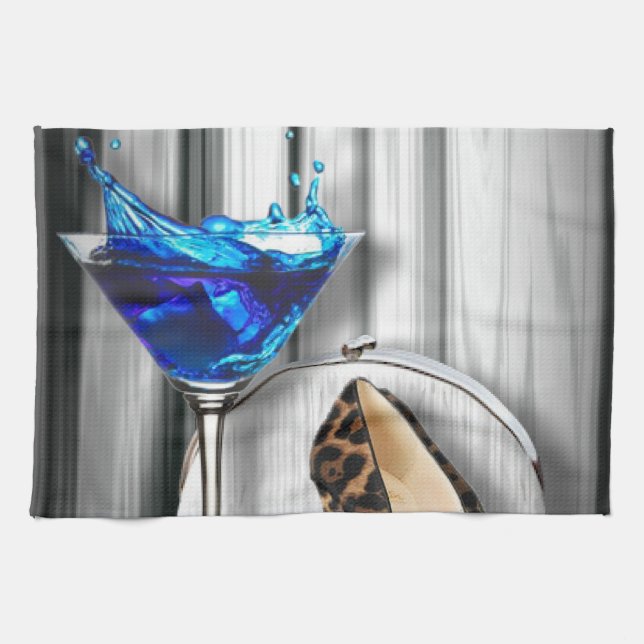 stilletos för flicka för glamourmartini kökshandduk (Horisontell)