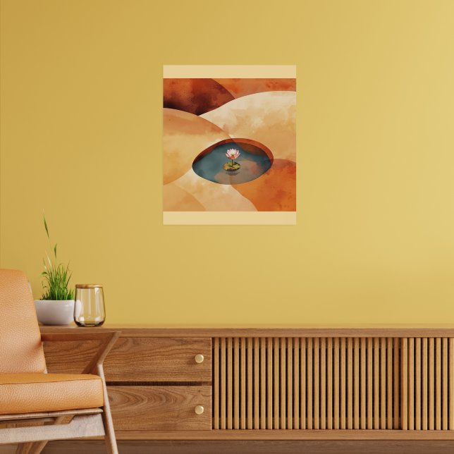 Stillhet Inifrån – Abstrakt Lotusmeditationskonst Poster (Vardagsrum 2)