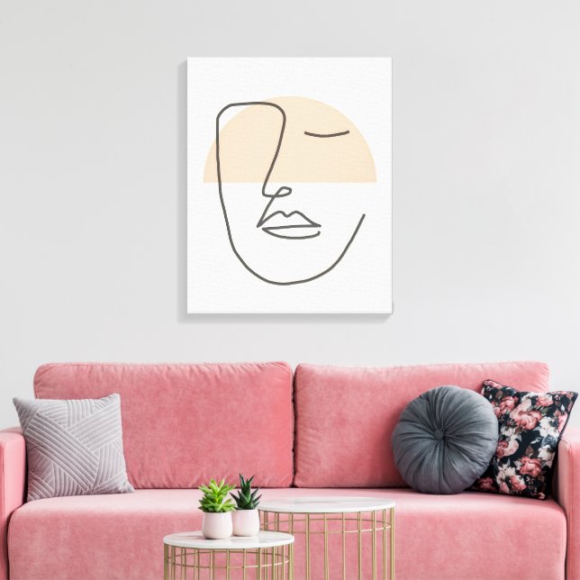 Stillhet på rad – minimalistiskt abstrakt ansikte canvastryck (Insitu (Vardagsrum))
