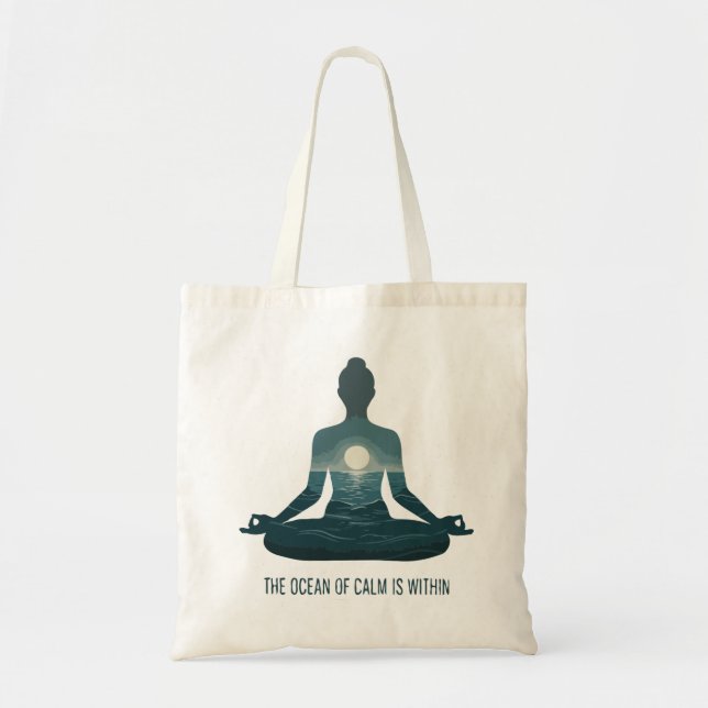"Stillhetens hav finns inom dig" Yoga Meditation Tygkasse (Framsidan)