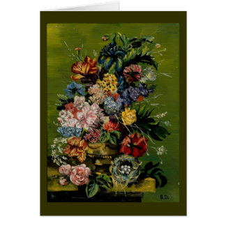 stillife med bygga bo - vintage hälsningskort