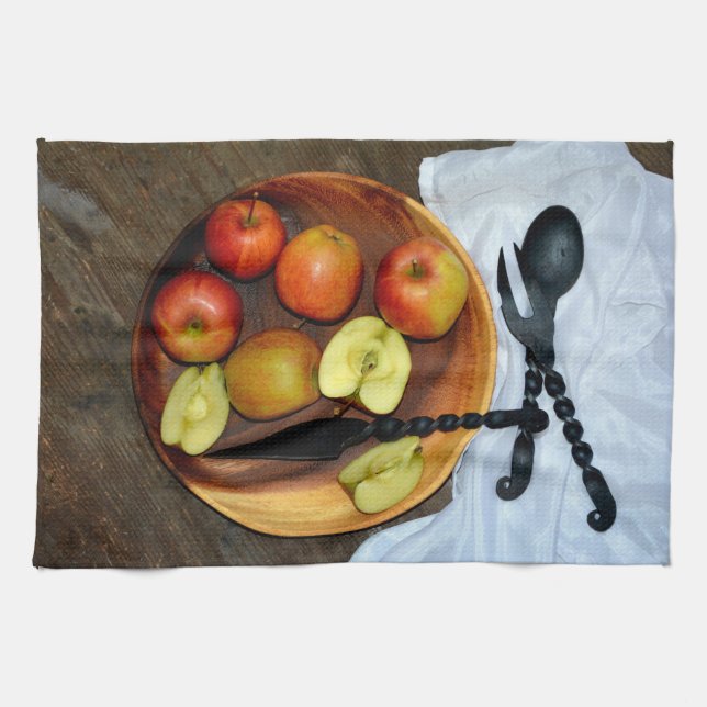 Stillleben mit Äpfeln Kökshandduk (Horisontell)