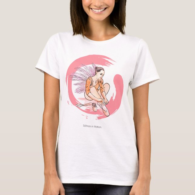 Stillness in Motion – Minimalist Ballerina & Enso  T Shirt (Framsida)