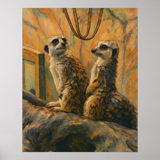 Stillness - Meerkat Pair på Gren Poster (Framsidan)