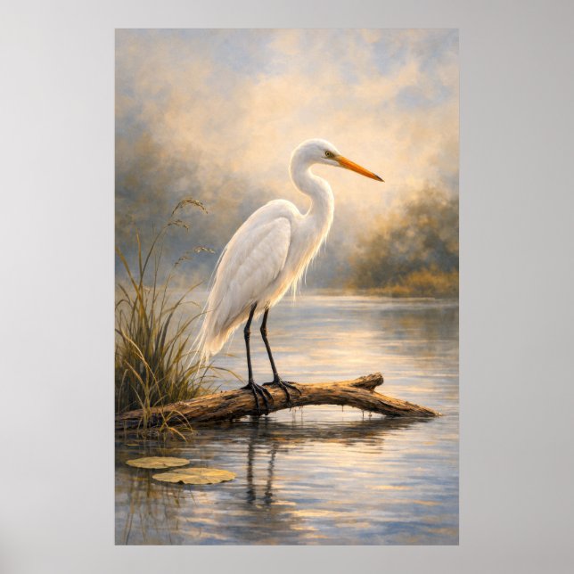 Stillwater Egret | Kustlevande djur | Affisch (Framsidan)